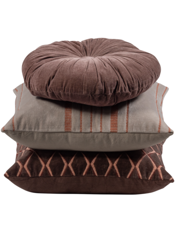 WOOOD Woood | Kussens Aziz set van 3 velvet bruin/naturel