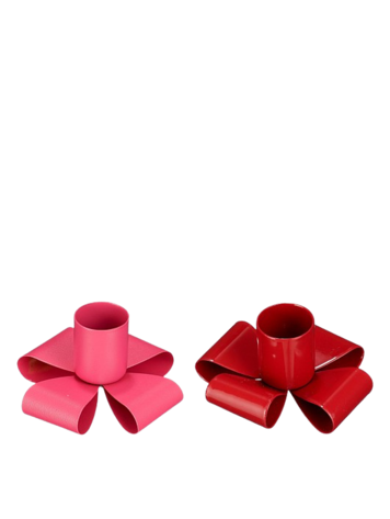 Stijl28 | Kandelaar strik rood/roze 3x7cm