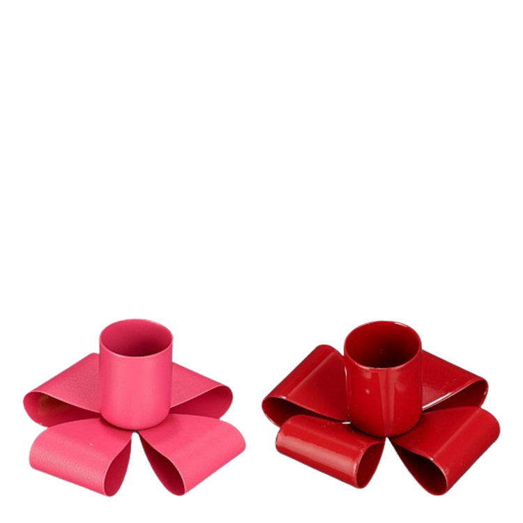 Stijl28 | Kandelaar strik rood/roze 3x7cm