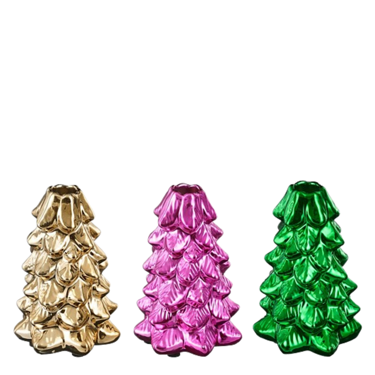 Stijl28 | Kandelaar kerstboom goud/paars/groen