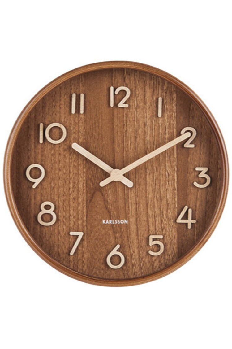 Karlsson Karlsson | Wandklok Pure donkerbruin 22cm