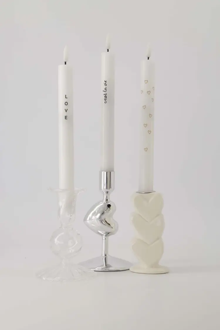 Zusss Zusss | Kandelaar keramiek hartjes wit