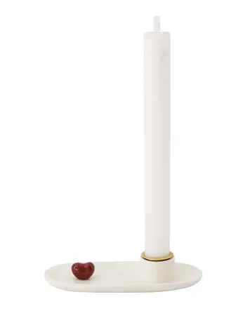 Zusss Zusss | Kandelaar keramiek hartje wit/rood