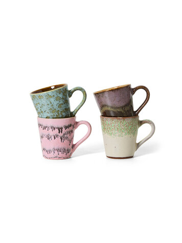 HK Living HK Living | 70's servies espressomokjes Brutalism set van 4