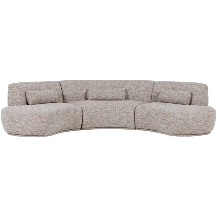 WOOOD Woood | Half ronde bank Batavier 6-zits zand melange