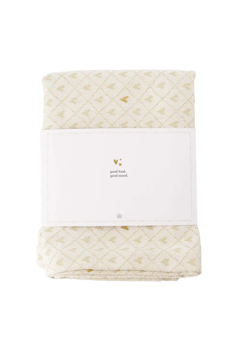 Zusss Zusss | Tafelloper lang hartjes zand/goud 300x49cm