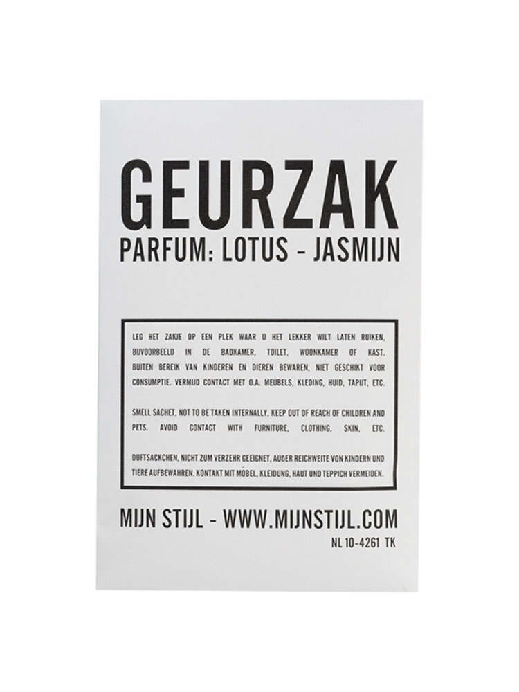 Mijn Stijl & Puur Zeep Mijn Stijl Geurzakje Lotus Jasmijn – Heerlijke bloemige geur voor kast, huis en toilet