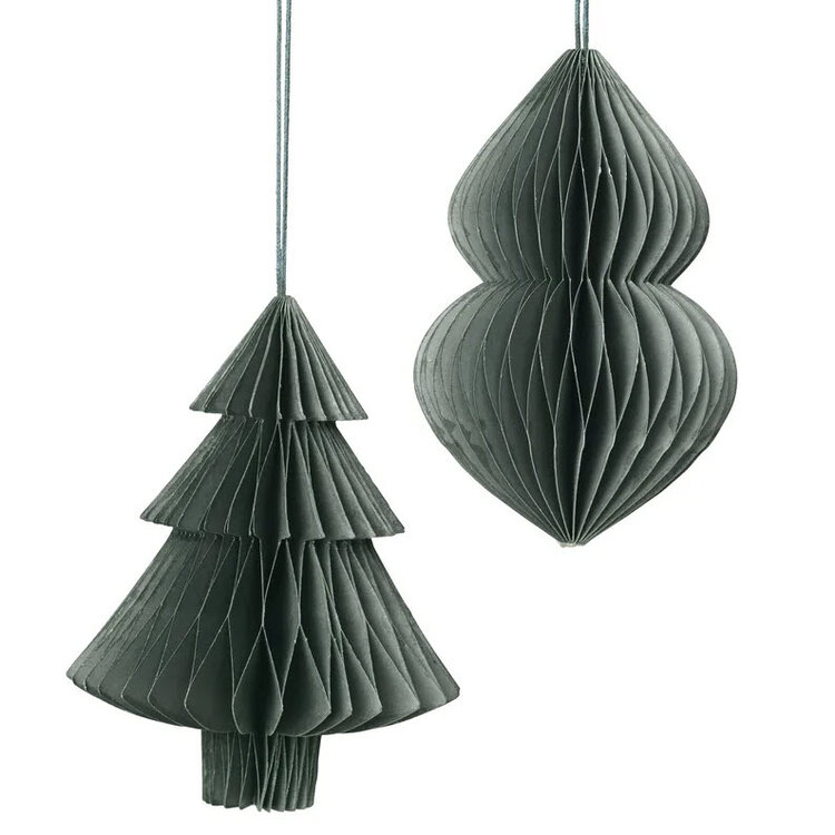 Broste Copenhagen Broste Copenhagen | Kersthangers groen 13cm set van 2