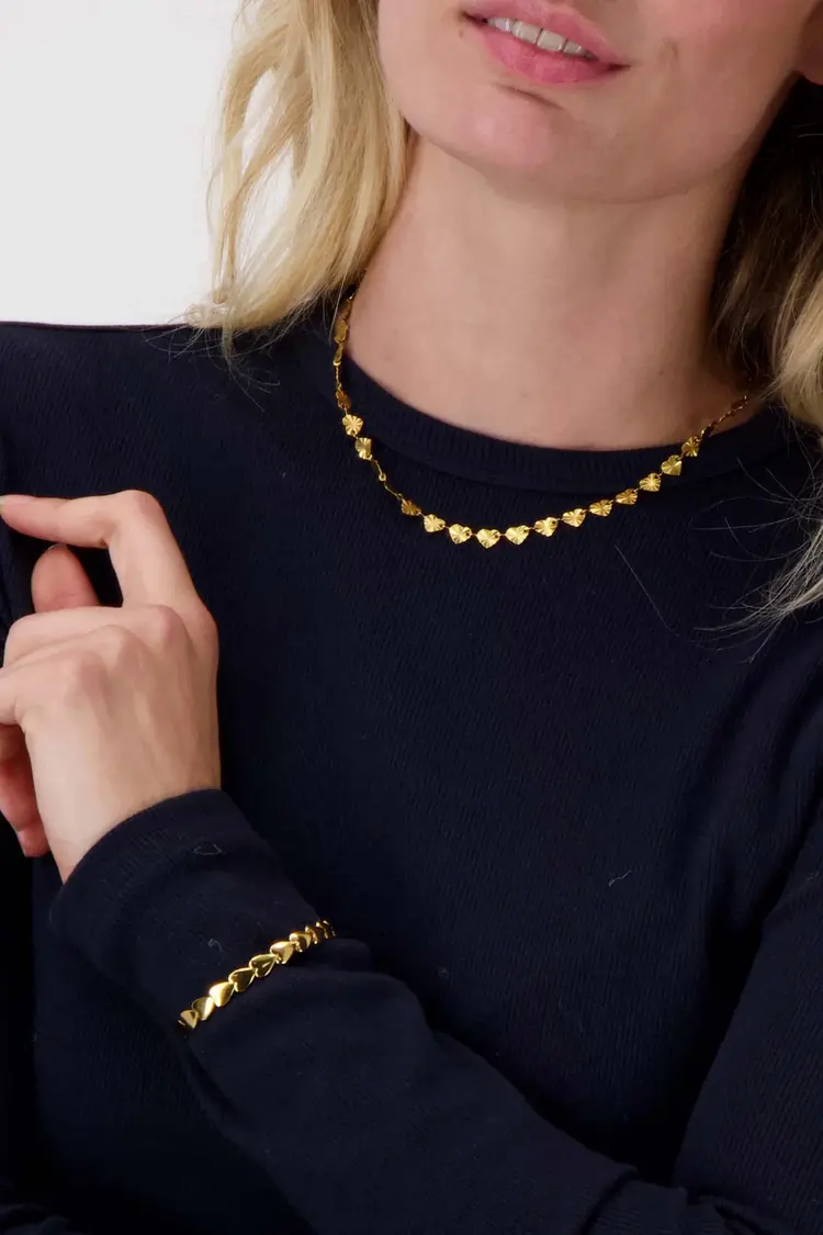 Zusss Zusss | Ketting structuur hartjes goud