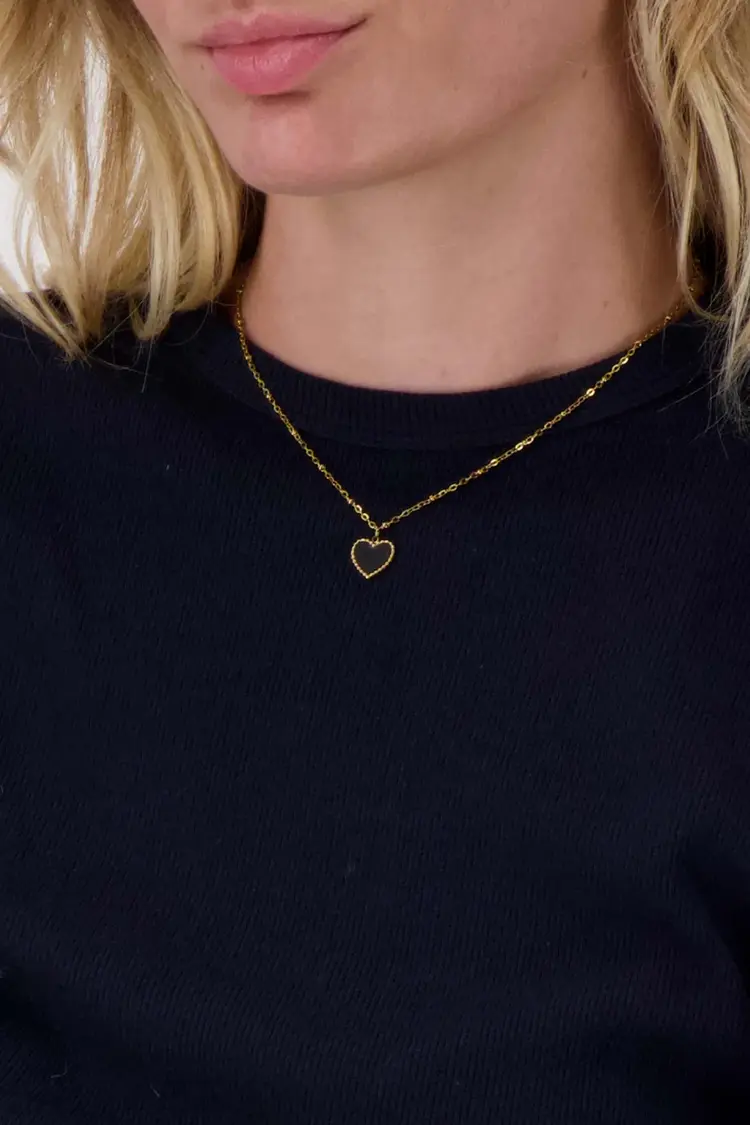 Zusss Zusss | Ketting hartjes bedel zwart goud