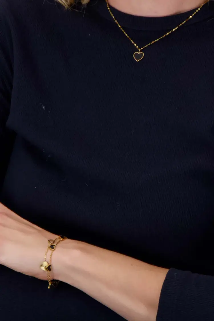 Zusss Zusss | Armband met zwarte hartjes