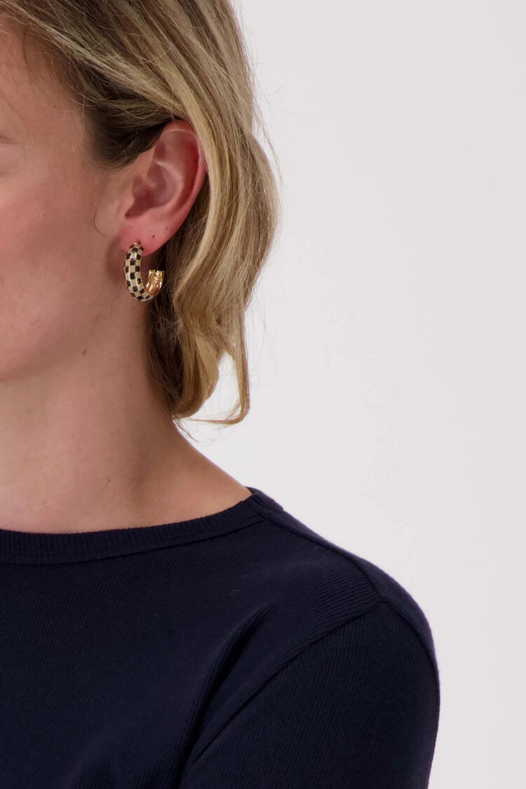 Zusss Zusss | Oorbellen blok patroon kit/mid brown