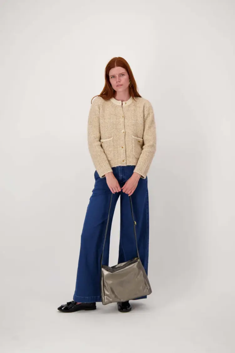 Zusss Zusss | Schoudertas met brede band metalic zilver