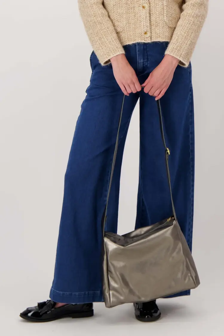 Zusss Zusss | Schoudertas met brede band metalic zilver