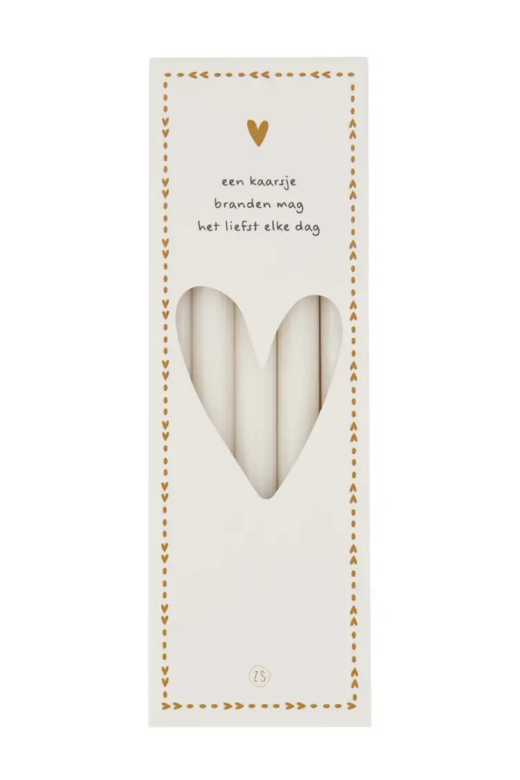 Zusss Zusss | Doosje met 10 smalle kaarsjes off white