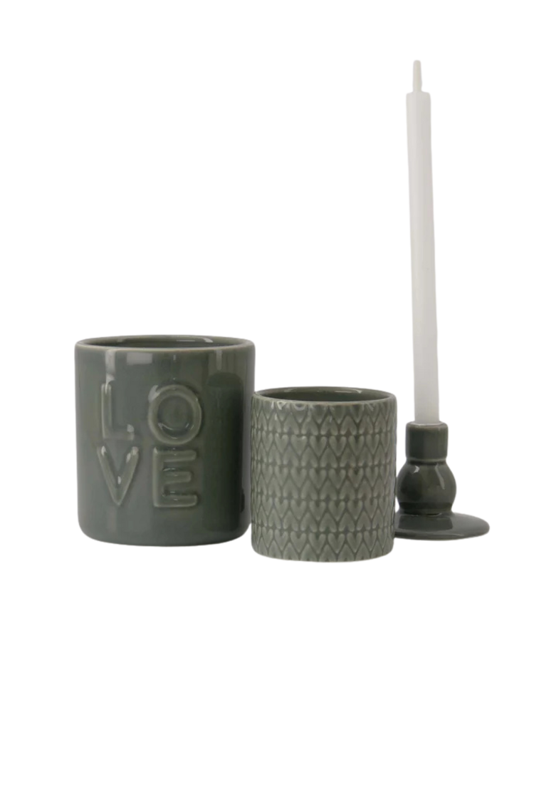 Zusss Zusss | Geurkaars keramiek love donkergroen
