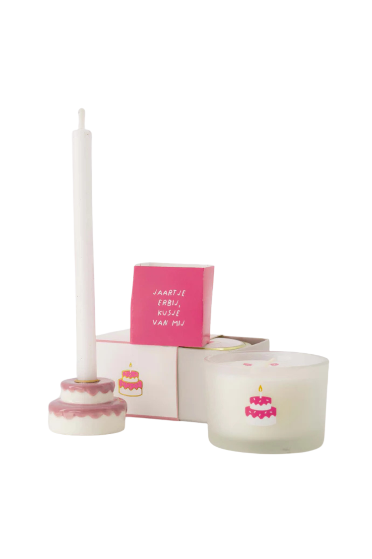 Zusss Zusss | Geurkaarsje in wikkel kusje wit/roze