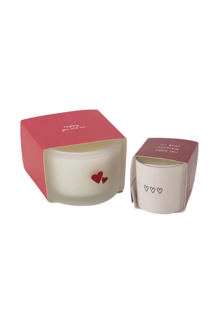Zusss Zusss | Geurkaarsje in wikkel hartjes wit/rood
