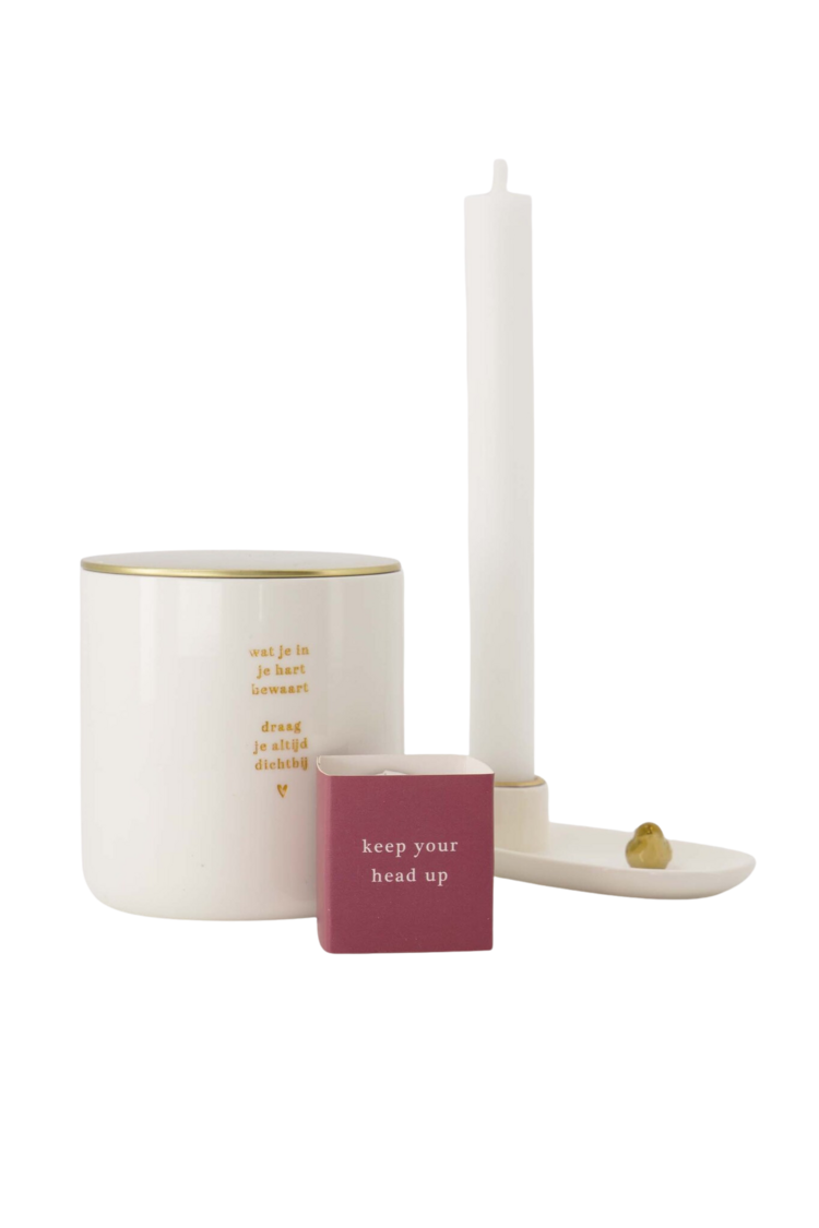 Zusss Zusss | Geurkaarsje in wikkel keep your head up wit/rood