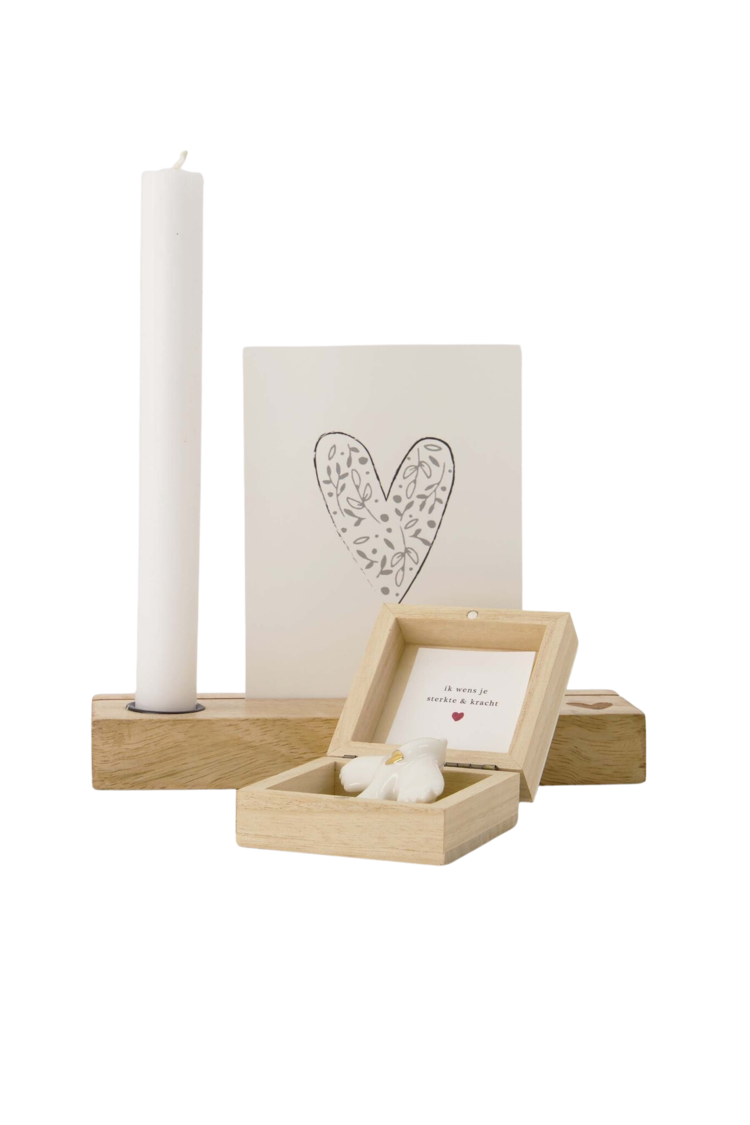 Zusss Zusss | Doosje hout met vogeltje wit/goud