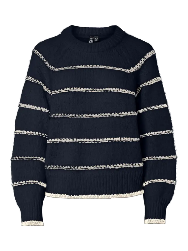 Pieces Pieces | Trui Nelia donker blauw met streep