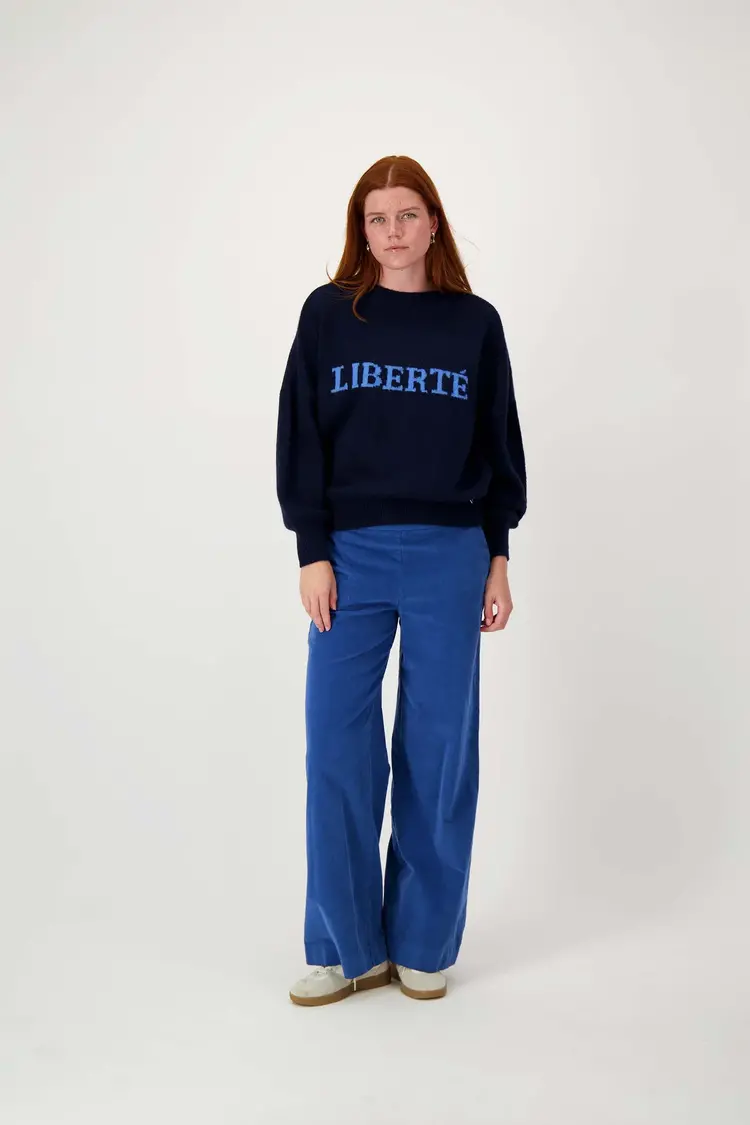 Zusss Zusss | Trui met detail navy/sporty blue