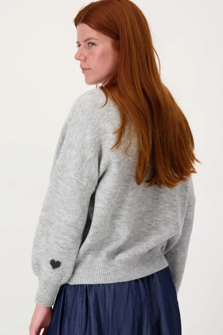 Zusss Zusss | Trui met hartje middengrijs