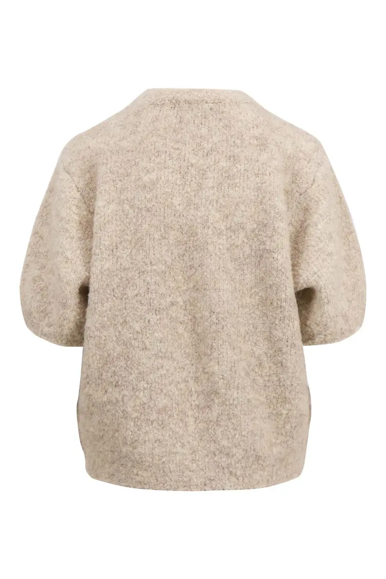 Zusss Zusss | Boucle trui met ronde hals beige