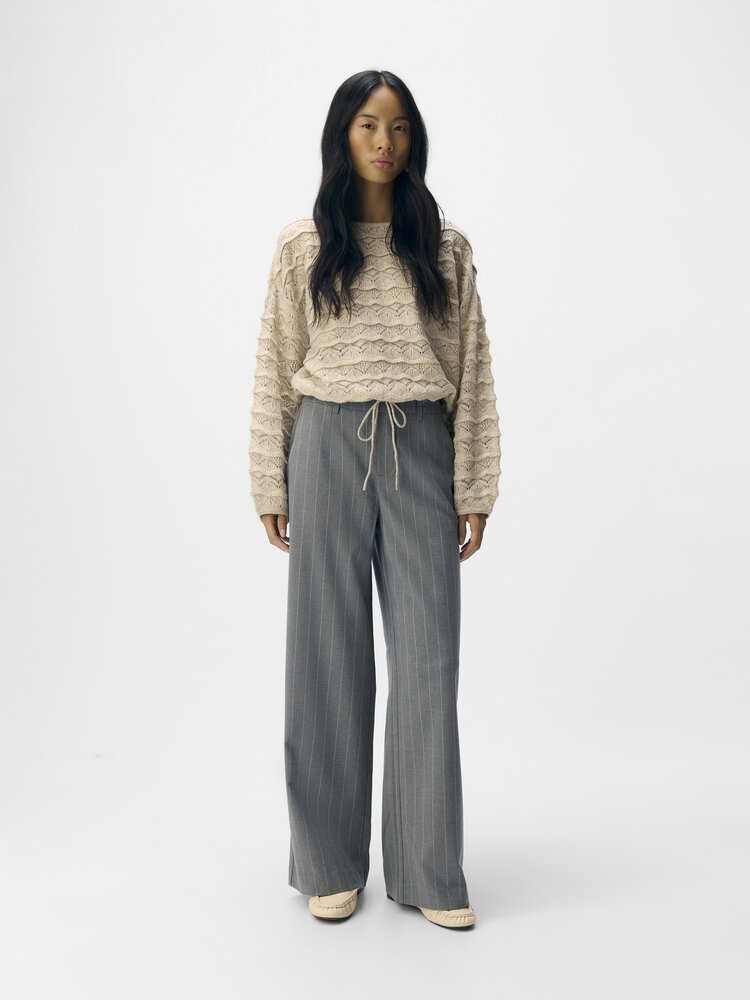 Object Object | Pantalon Lisa wide grijs met streep NOOS