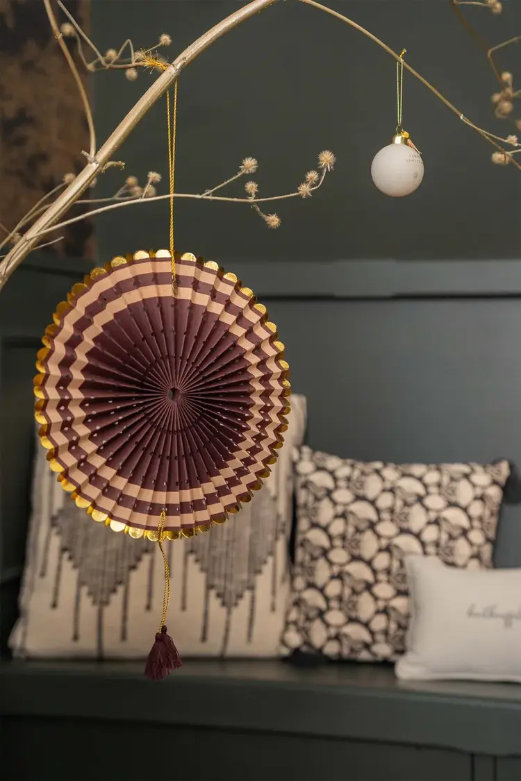 Zusss Zusss | Papieren waaier poederroze/roestbruin