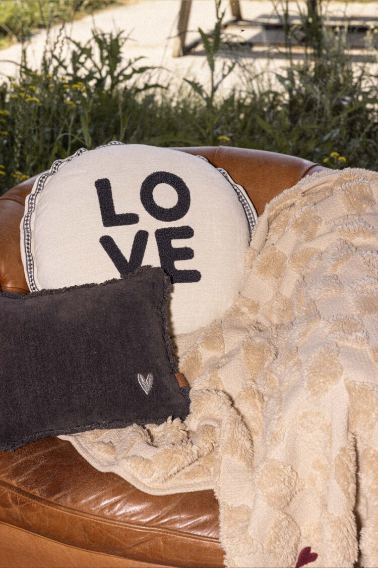 Zusss Zusss | Kussen velvet zilver hartje 35x25cm antracietgrijs