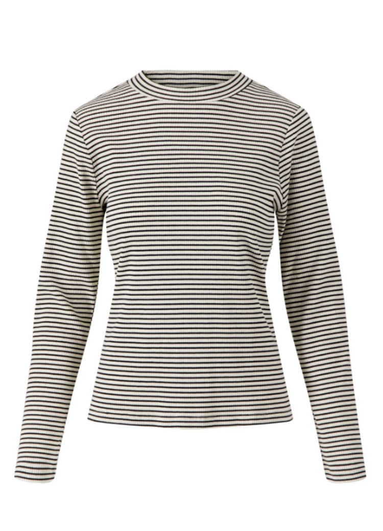 Zusss Zusss | Top rib met streep zwart