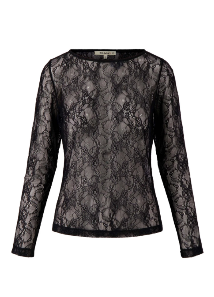 Zusss Zusss | Kanten top boothals zwart