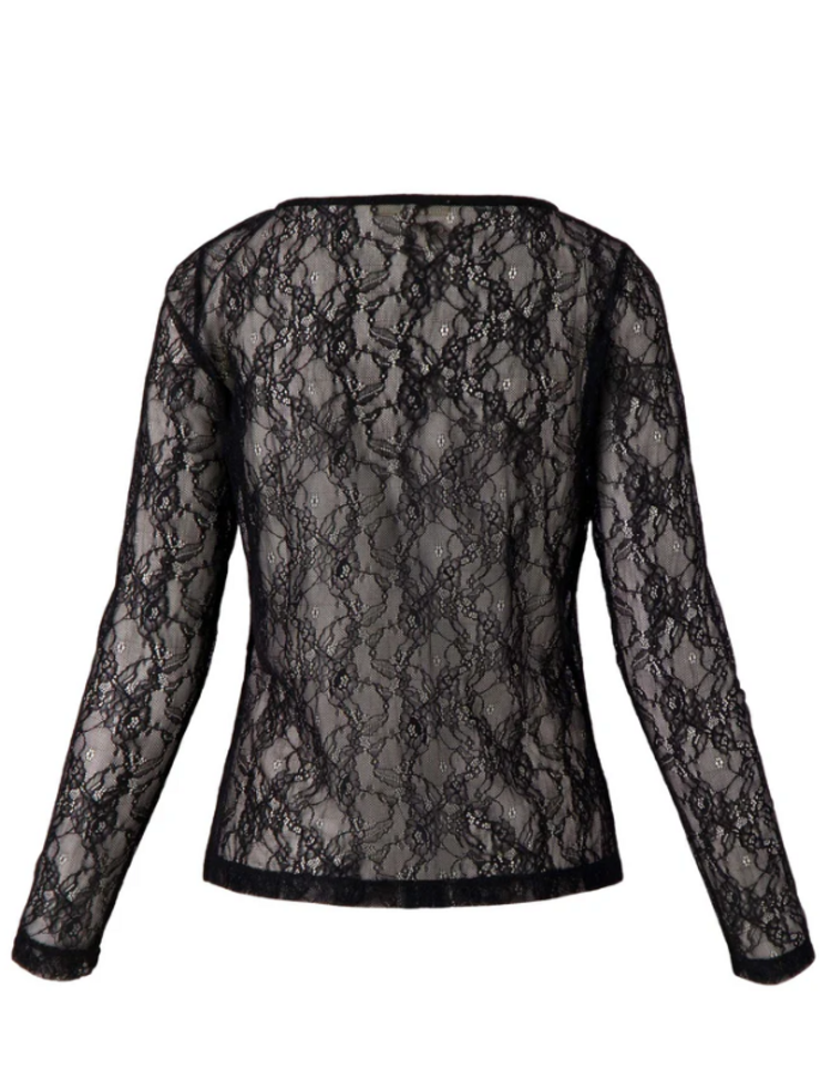 Zusss Zusss | Kanten top boothals zwart