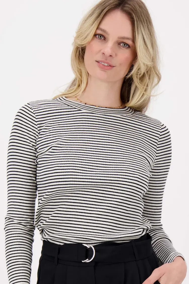 Zusss Zusss | Top rib met streep zwart