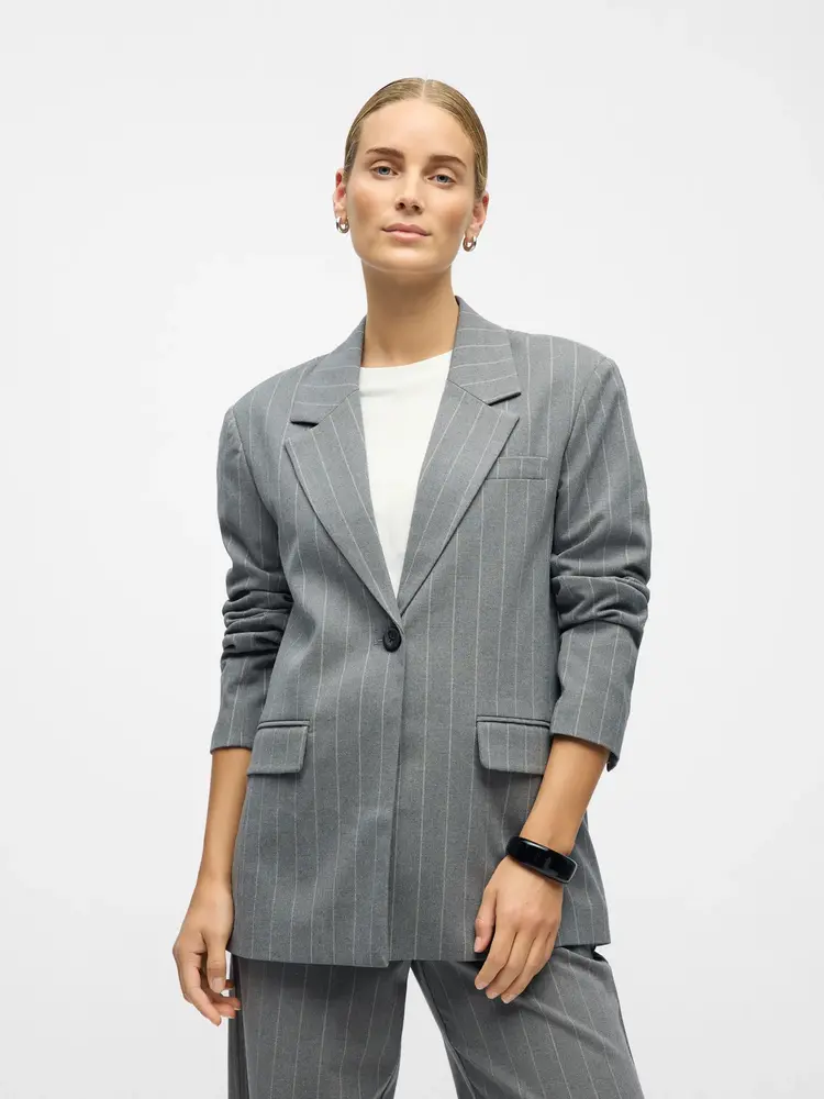 Object Object | Blazer met krijtstreep Lisa grijs