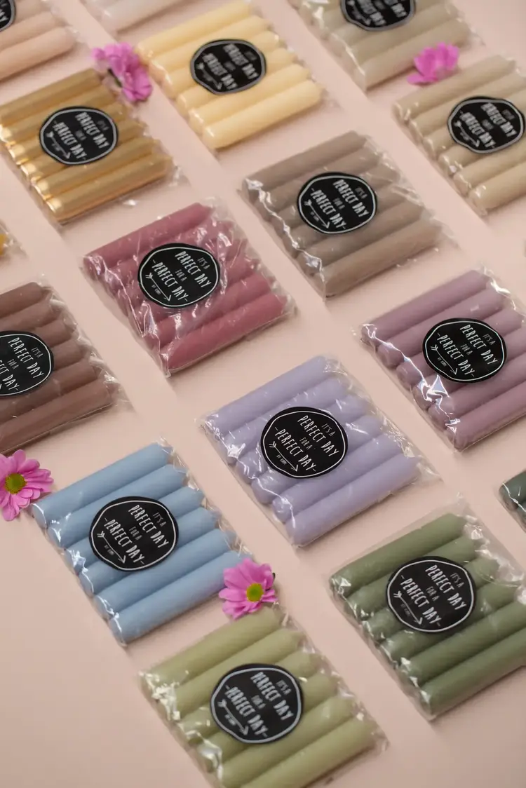 Rustik Lys Rustiklys | Korte dinerkaarsjes linnen (6st)