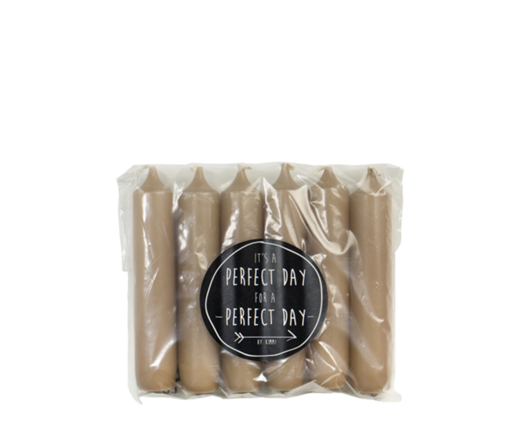 Rustik Lys Rustiklys | Korte dinerkaarsjes walnoot (6st)