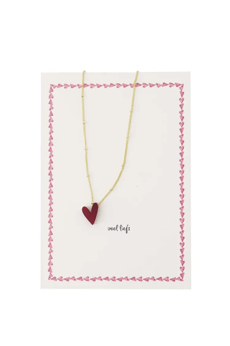 Zusss Zusss | Ansichtkaart met ketting hartje rood