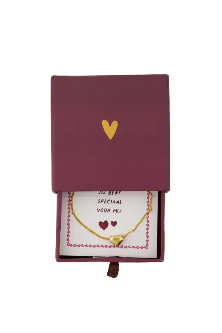 Zusss Zusss | Armband hartje in schuifdoosje Speciaal rood