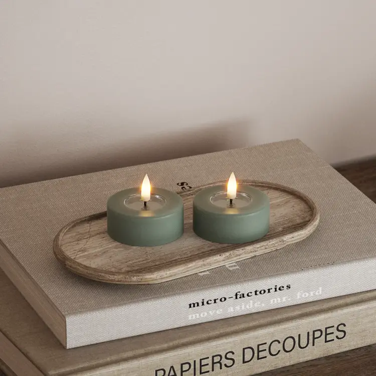 Deluxe Homeart Deluxe Homeart | LED theelicht jumbo saliegroen | 2stuks