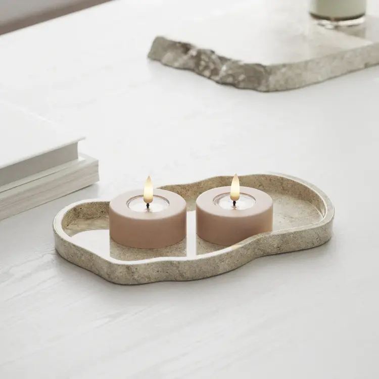 Deluxe Homeart Deluxe Homeart | LED theelicht jumbo taupe/roze | 2stuks