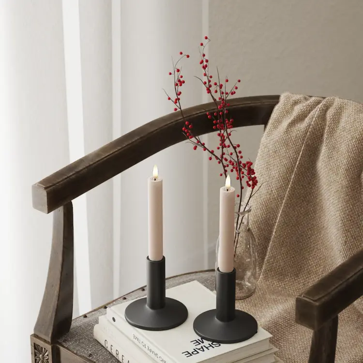 Deluxe Homeart Deluxe Homeart | Led dinerkaars taupe/roze 15 cm | 2stuks