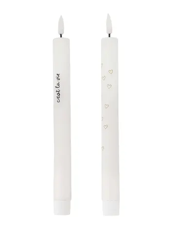 Zusss Zusss | Set van 2 ledkaarsen c'est la vie wit/zwart