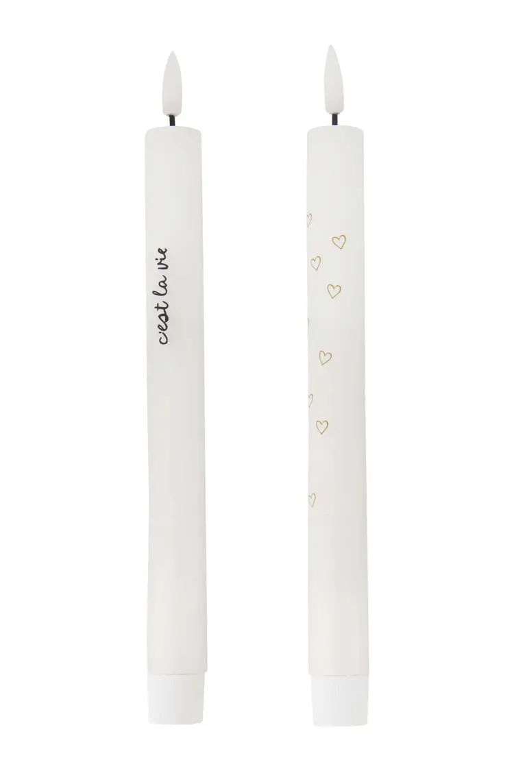 Zusss Zusss | Set van 2 ledkaarsen c'est la vie wit/zwart