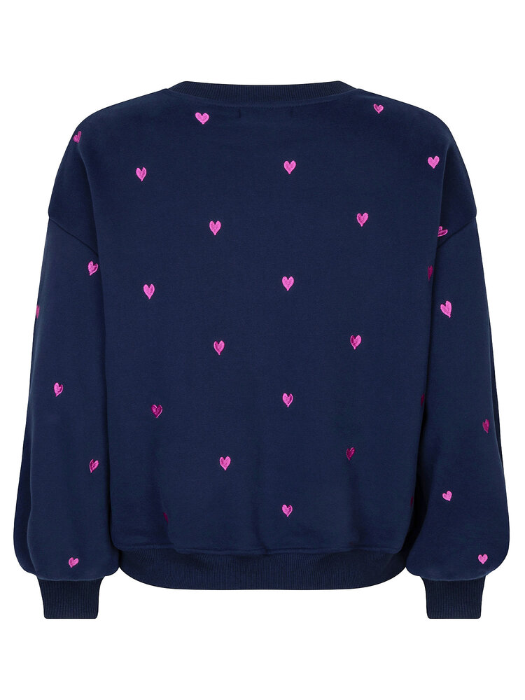 Ydence Ydence | Sweater hearts navy/fuchsia purple