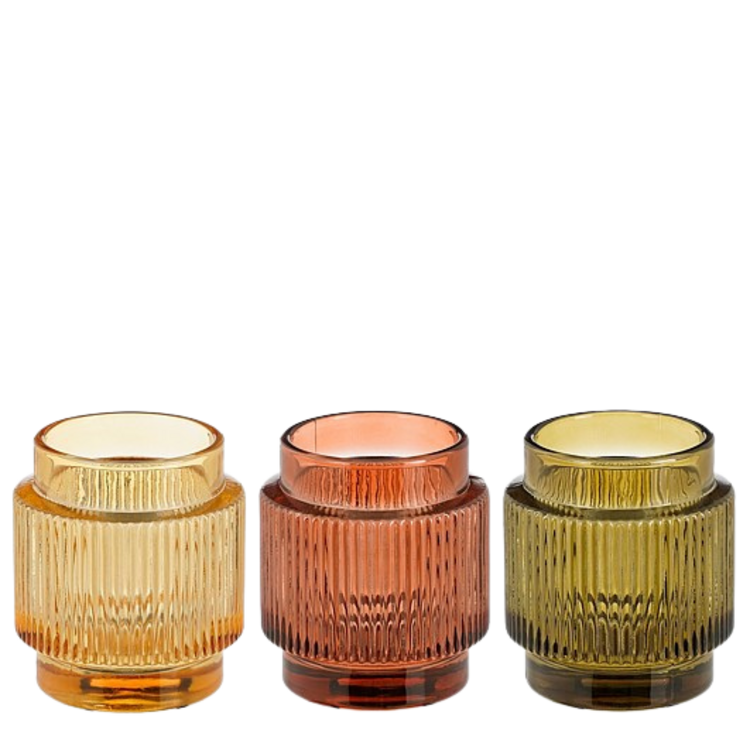 Selected by Selected by | Theelichthouder geel oranje groen 8x7cm