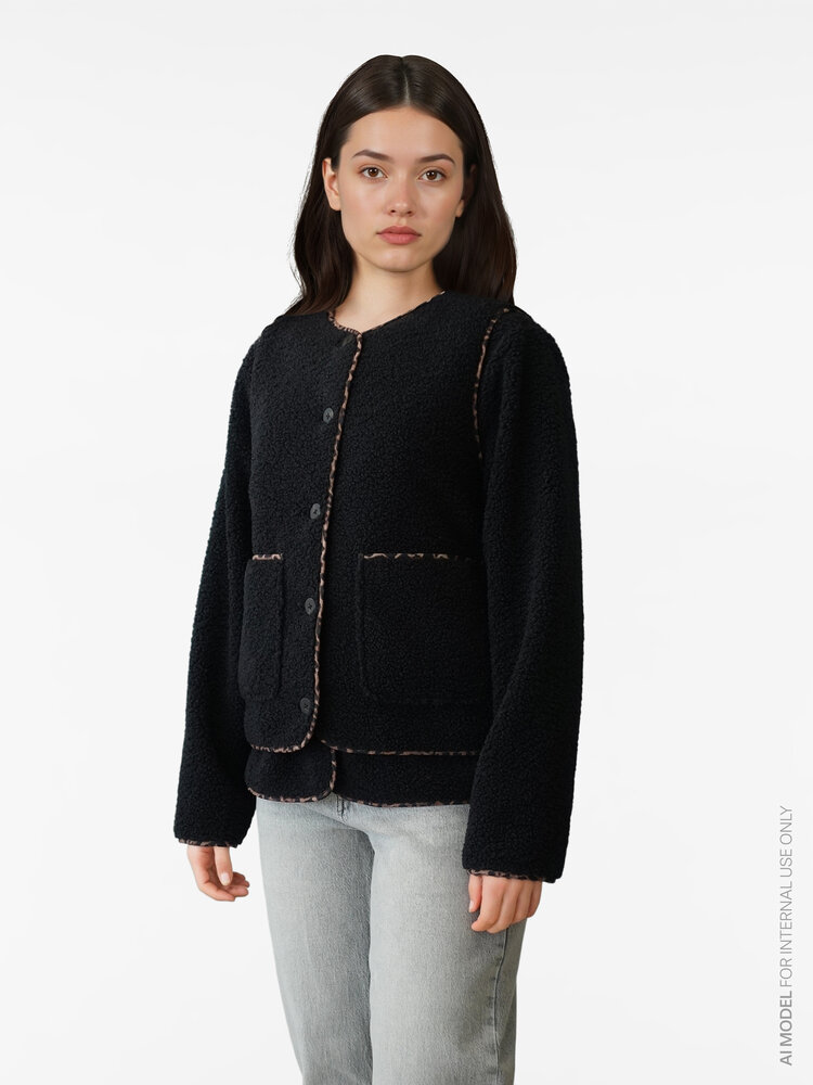 Vila Vila | Gilet Ada teddy black leopard