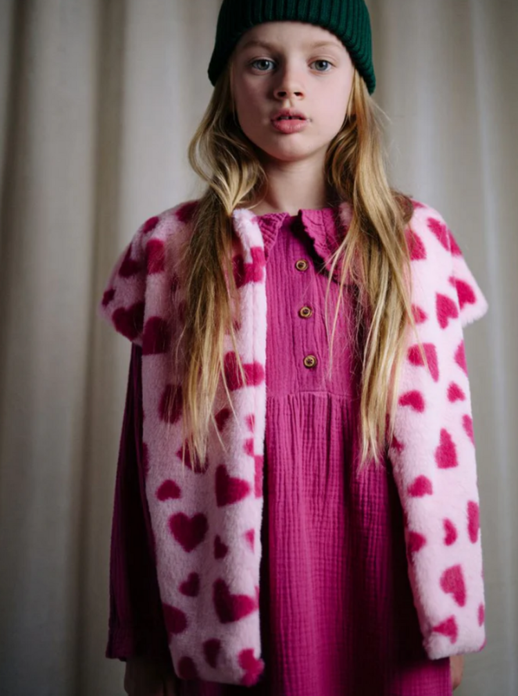 Daily Brat Daily Brat | Gilet teddy hartjes pink