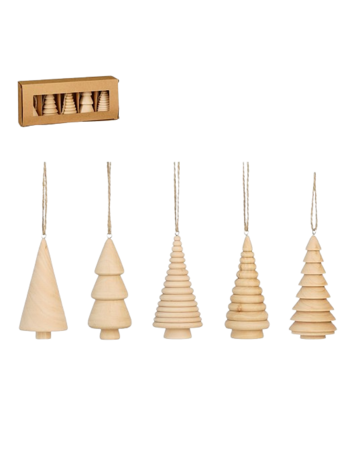 Selected by Selected by | Kerstboompjes bruin 9x4cm set van 5